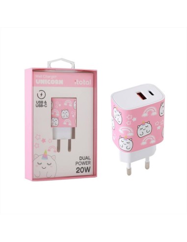 iTOTAL Caricatore 2 porte USB C + porta USB UNICORNO 🦄