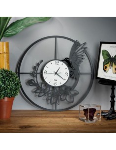 ARTI E MESTIERI Orologio da parete Colibrì 45cm nero bianco 2