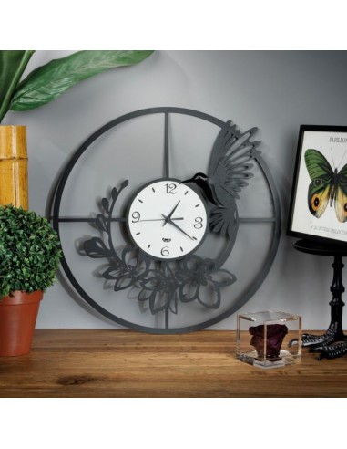 ARTI E MESTIERI Orologio da parete Colibrì 45cm nero bianco