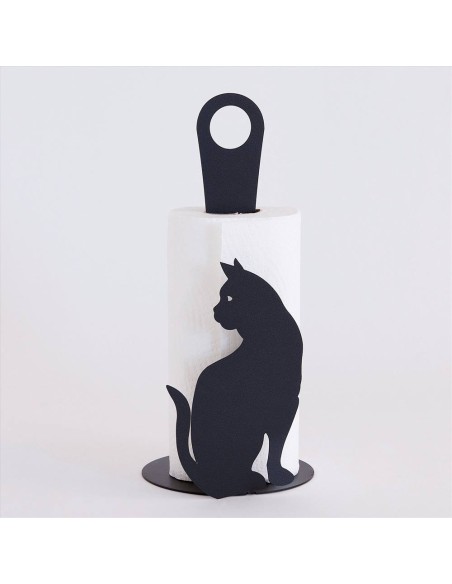 ARTI E MESTIERI Porta rotolo da cucina Gatto Nero