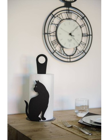 ARTI E MESTIERI Porta rotolo da cucina Gatto Nero