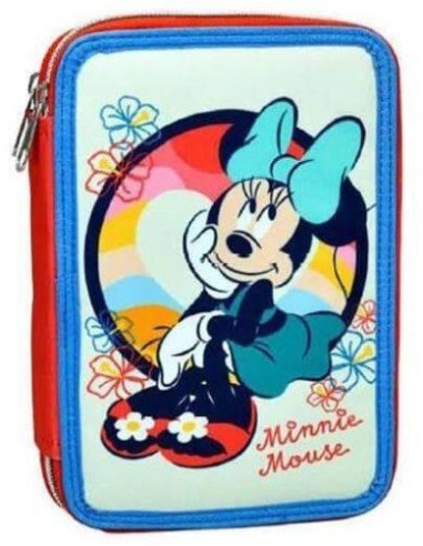 Astuccio 2 scomparti MINNIE Boho con cancelleria