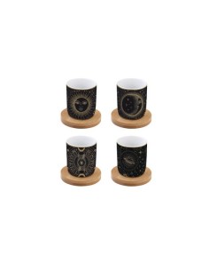 Set 4 bicchierini caffè 110 ml c piattini in bamboo in gift box CELEST