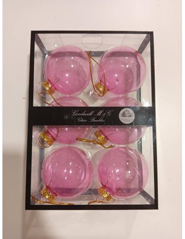 Scatola 6 palline rosa trasparente Goodwill