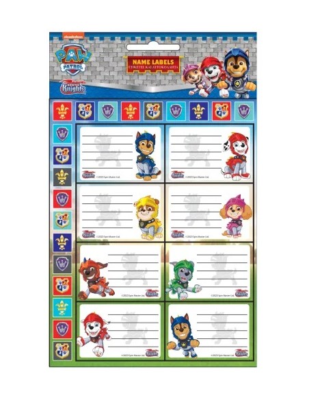 Etichette per quaderno PAW PATROL Knights