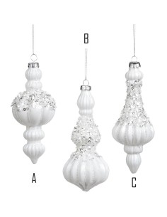 GOODWILL Pallina di vetro h16cm con perline pajette bianco 3 varianti
