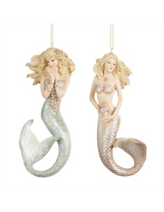 GOODWILL Sirena in resina rosa verde h14cm 2 varianti