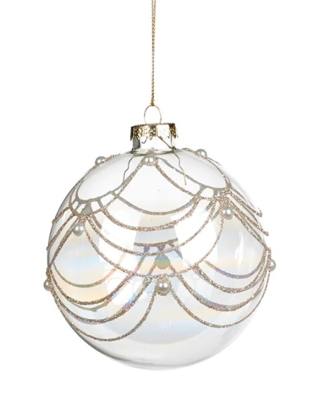 GOODWILL Pallina di vetro trasparente 10cm perline e glitter 3 variant