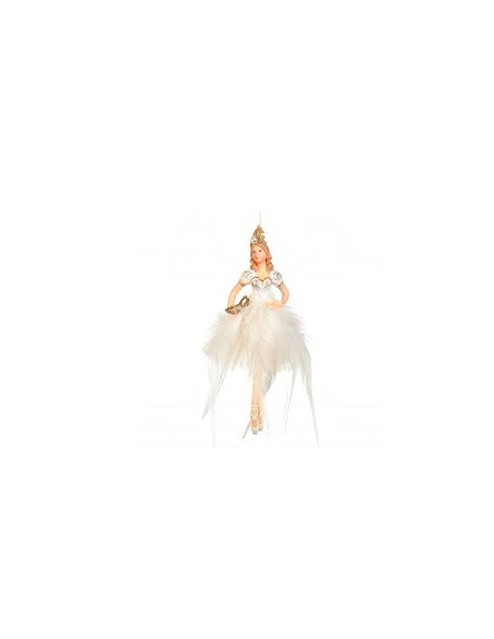 GOODWILL Ballerina Gatsby con piume bianche h18cm 2 varianti