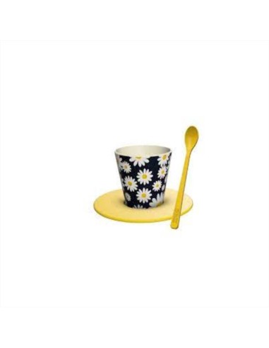 Set tazzina, cucchiaino e piattino caffè - 90 ml - Daisy