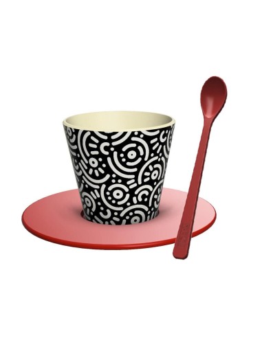 Set tazzina, cucchiaino e piattino caffè - 90 ml - Geometric