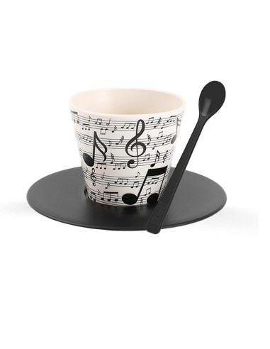 Set tazzina, cucchiaino e piattino caffè - 90 ml - Music