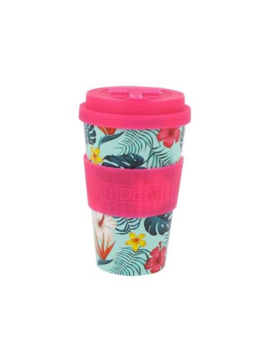 iTOTAL Tazza con tappo silicone 435 ml TROPICAL