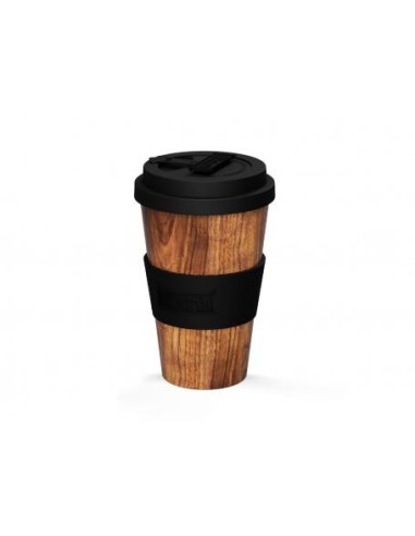 iTOTAL Tazza con tappo silicone 435 ml WOOD Legno