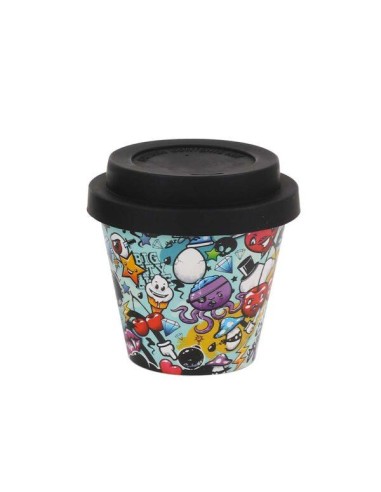 iTOTAL Tazzina da caffè con tappo silicone 90 ml GRAFFITI