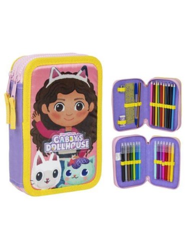 Astuccio 2 Scomparti GABBY'S DOLLHOUSE con cancelleria incusa