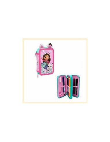 Astuccio 2 Scomparti on Orecchie GABBY'S DOLLHOUSE con cancelleria incusa