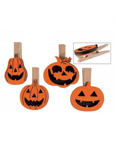 Mollette Zucca di Halloween 8pz in legno 🎃👻