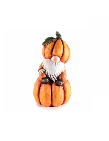 Gnomo con Zucche di Halloween H24,5cm  in terracotta 🎃🧙‍♂️