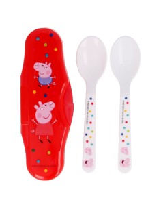 Set 2 posate con custodia da viaggio Peppa Pig | Diamante Rosa