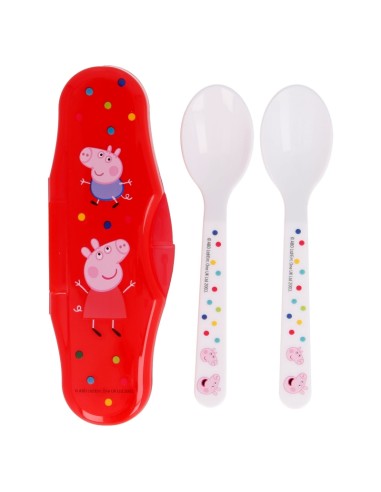 Set 2 posate con custodia da viaggio Peppa Pig | Diamante Rosa