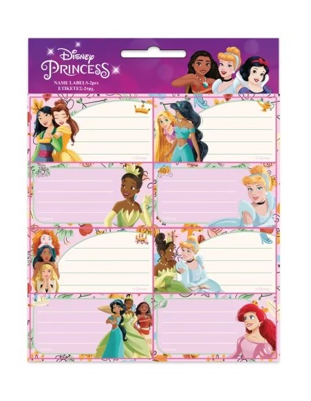 Set etichette adesive 16pz Principesse Disney