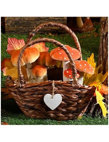 Cestino Intrecciato con Manici e Cuore Pendente H25cm 💕🧺