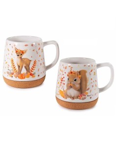 Tazza in Ceramica Amici del Bosco 550 ml 🍁🍂 Cerbiatto-Scoiattolo