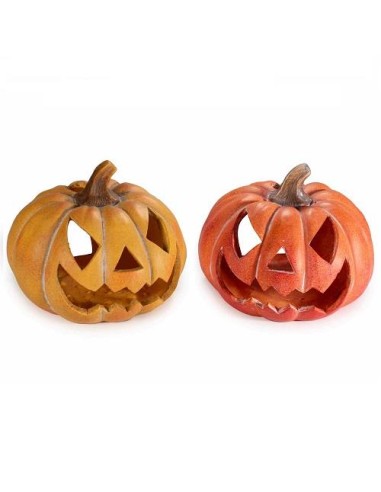 Zucca porta candela di Halloween Ø20cm x H16,5cm - 2 varianti