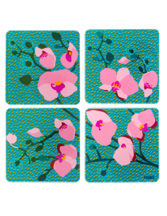 Set di 4 Sottobicchieri in Vetro ORCHID BLU – Eleganza e Protezione pe