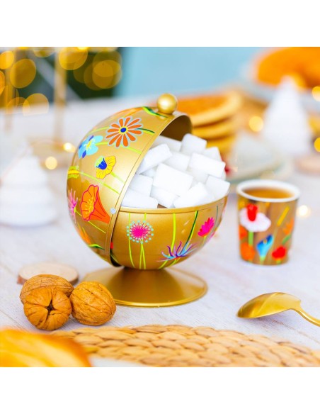 Zuccheriera Portaoggetti Jardin Fleuri Gold | Diamante Rosa