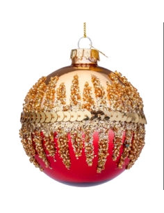 Sfera 8cm Trees Bianca e foglie verdi