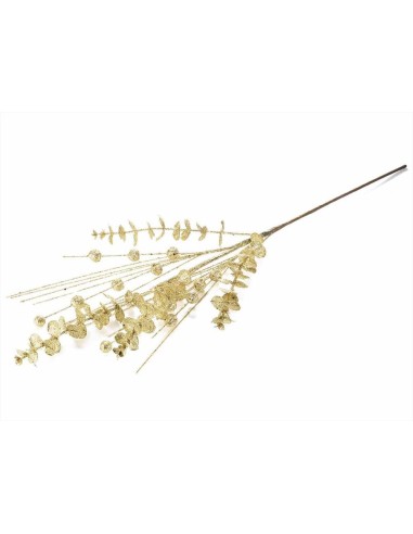 Ramo Foglie e Bacche Glitter Oro - 75cm