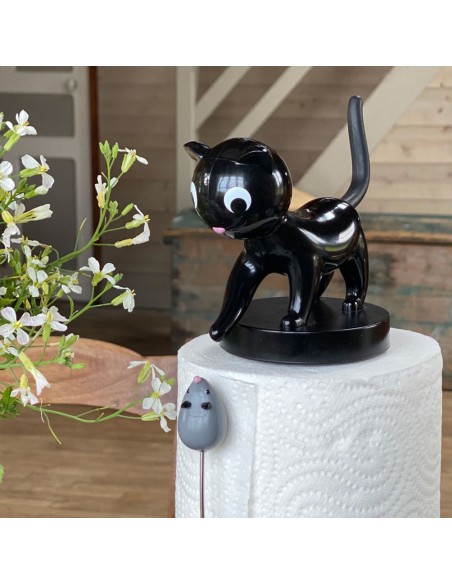 PYLONES Portarotolo Gatto nero con Topo