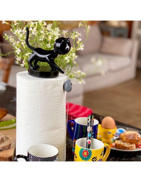 PYLONES Portarotolo Gatto nero con Topo