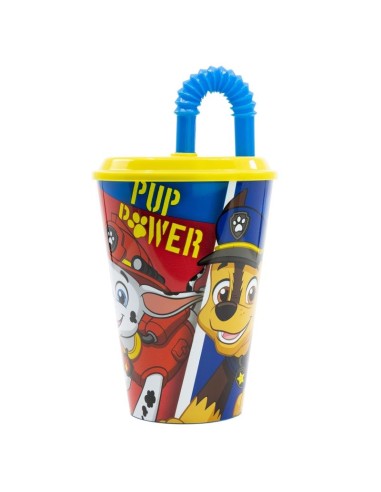 Bicchiere Paw Patrol Pup Power con cannuccia pieghevole 430 ml  | Diam