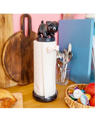 PYLONES Portarotolo Cane Nero con Osso – Un Amico a Tavola!