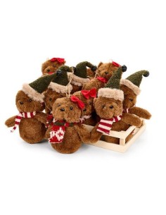 Peluche Orsetti H14cm – Con Cappello Grigio o Fiocco Rosso 🎅🧸