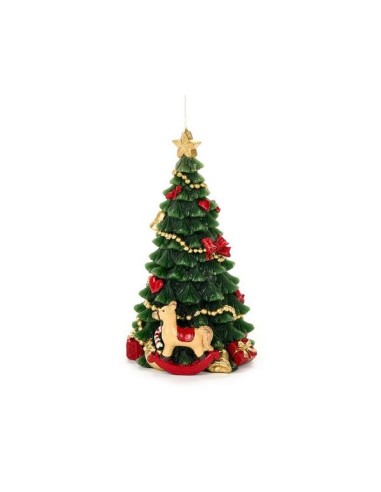 Candela Albero di Natale con Fiocchi H15,5cm - Magia natalizia in cera