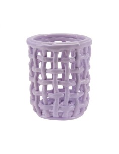 Portautensili in porcellana effetto intreccio viola H16 Miss Etoile
