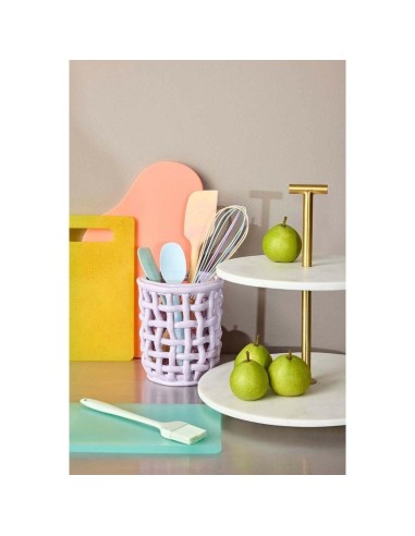 Portautensili in porcellana effetto intreccio viola H16 Miss Etoile