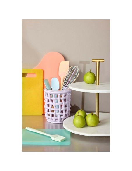 Portautensili in porcellana effetto intreccio viola H16 Miss Etoile