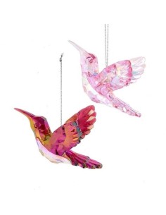 Decorazione 3D Colibrì Iridescente Rosa Fucsia