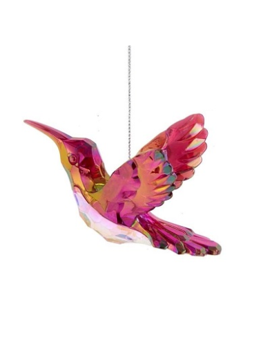 Decorazione 3D Colibrì Iridescente Rosa Fucsia