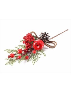 Rametto con mela rossa pigna e bacche