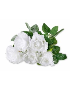 Mazzo di Rose Bianche Innevate 46cm - Decora il Natale! 2