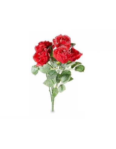 Mazzo di rose rosse innevate H46cm - Decora il Natale! 🌹✨