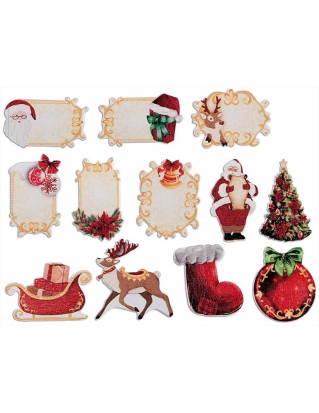 Decorazione in legno natalizie con biadesivo - 12 varianti (espo)