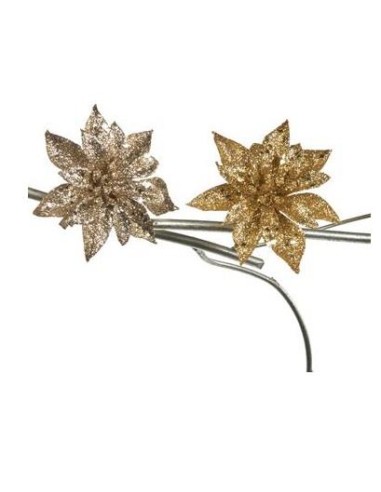 Stella di Natale Poinsetta con clip Oro Champagne glitter Goodwill