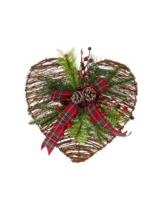 Cuore in Vimini con Fiocco Natalizio - Un Abbraccio Festoso! ❤️🎀